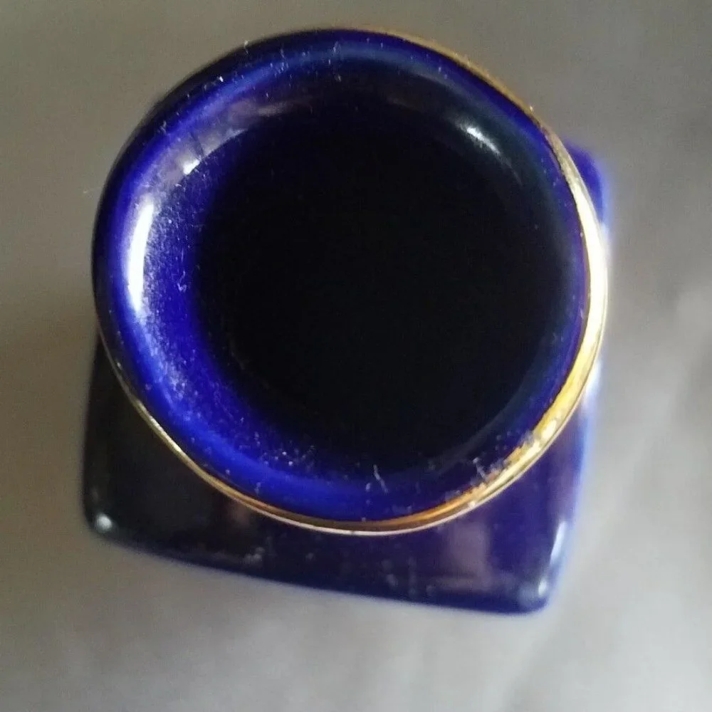 Vintage Japanese Cobalt Blue Gold Porcelain Miniature Bud Vase flowers 4